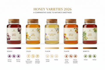 JAMUN HONEY VS OTHER HONEY TYPES (SIDR, MULTIFLORA, AJWAIN, NEEM) 2026 GUIDE - KODAND® | Pure. Natural. Ethical. All Rights Reserved.