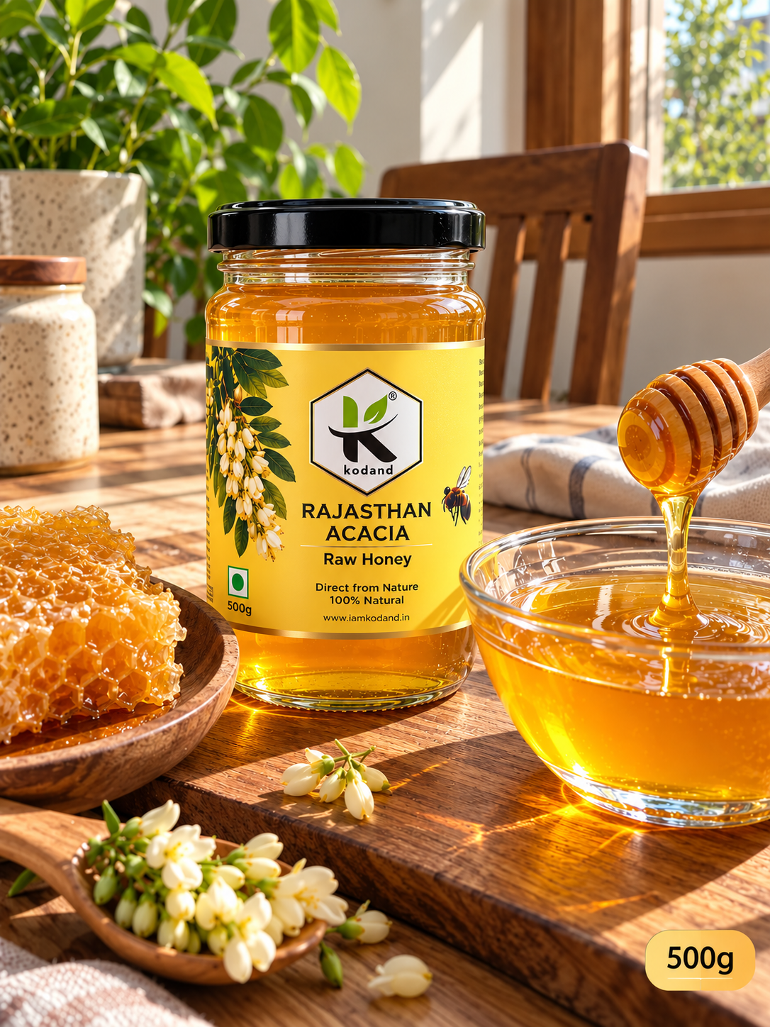 Rajasthan Acacia Honey 1 kg | Pure Raw Low Glycemic Honey