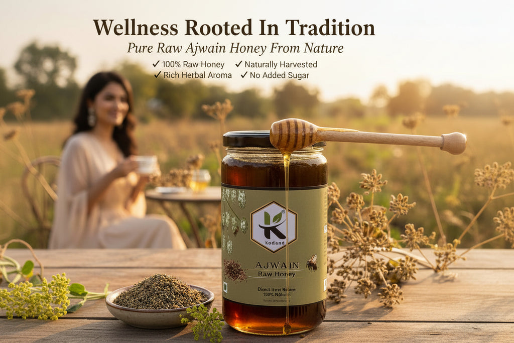 Ajwain Honey 1kg | Natural Honey for Digestion & Immunity | Kodand