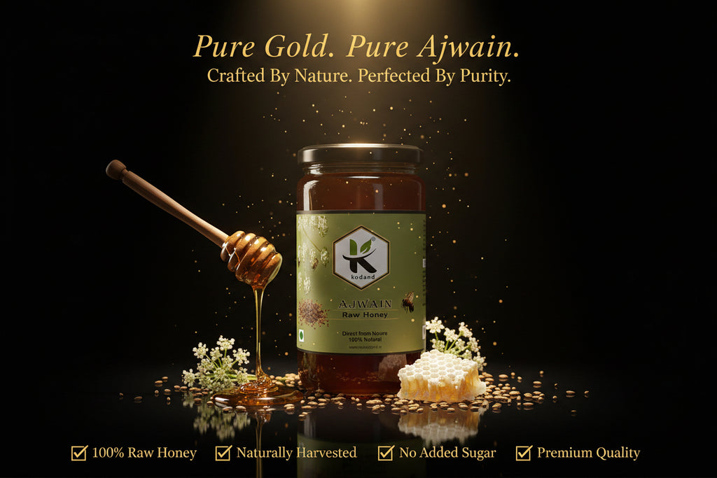 Ajwain Honey 1kg | Natural Honey for Digestion & Immunity | Kodand