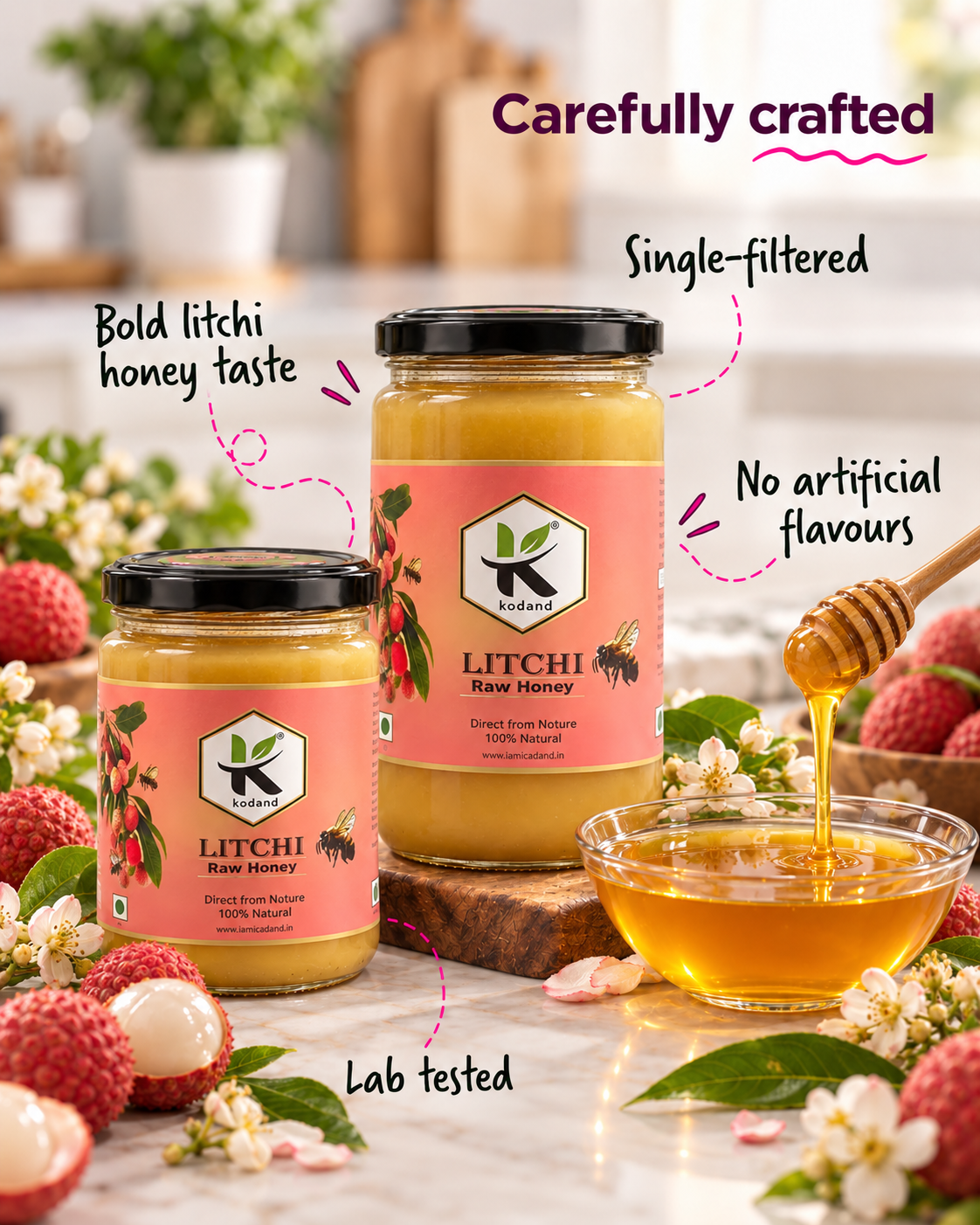 Deliciously Sweet Pure Raw Litchi Honey 1 kg – Nature's Nectar