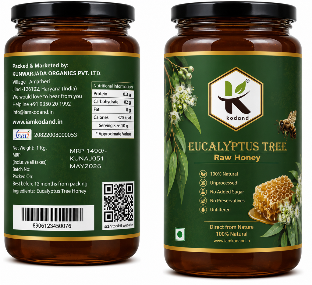 Eucalyptus Honey 1kg | Best Honey for Cough, Cold & Throat Relief | Kodand