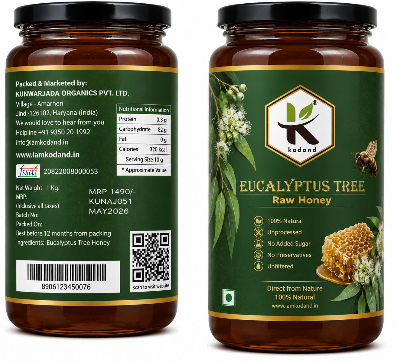 Eucalyptus Honey 1kg | Best Honey for Cough, Cold & Throat Relief | Kodand