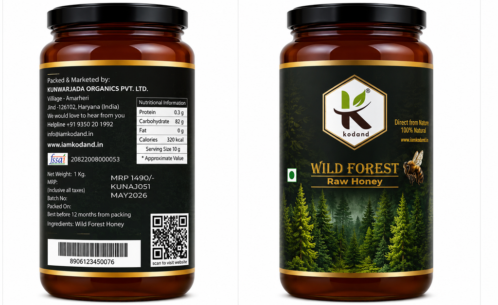 Wild Forest Honey 1kg | Pure Raw Honey with Strong Immunity Benefits | Kodand