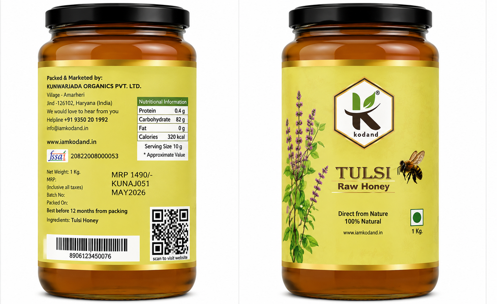 Tulsi Honey 1kg | Pure Raw Holy Basil Honey | KODAND