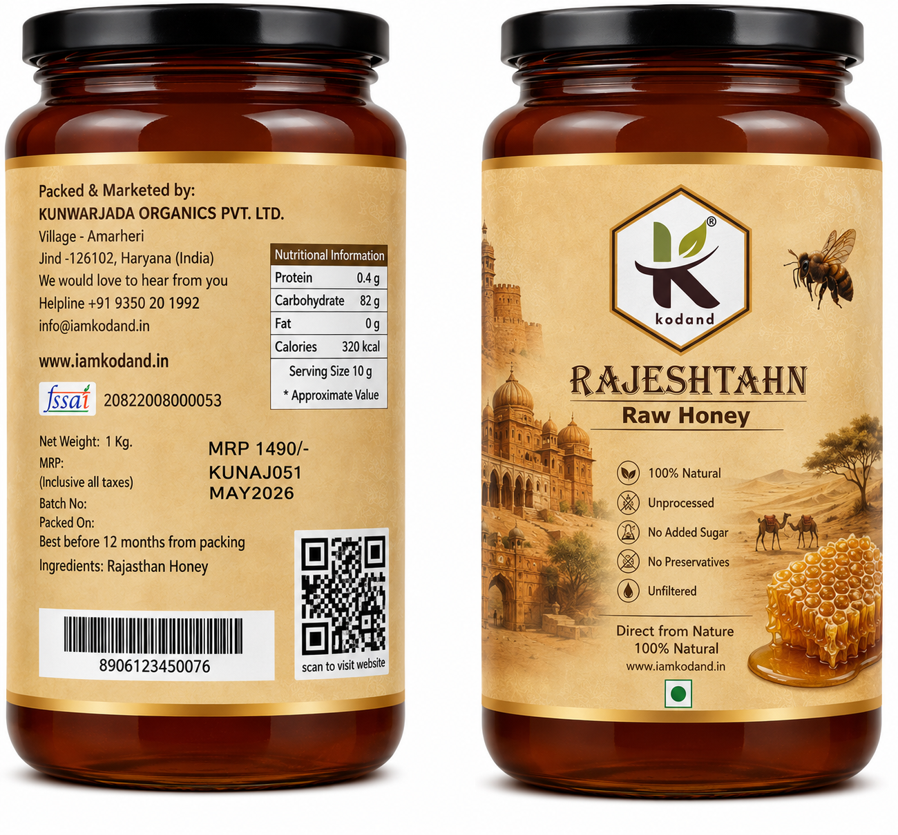 Rajasthan Acacia Honey 1kg | Pure Natural Honey for Weight Management | Kodand