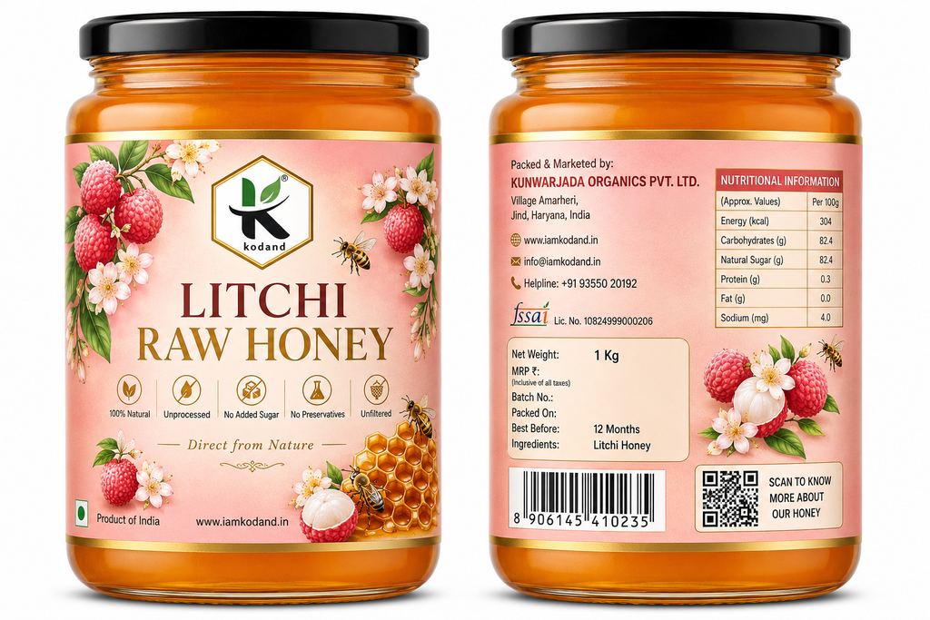 Litchi Honey 1kg | Pure Natural Honey with Rich Taste | Kodand