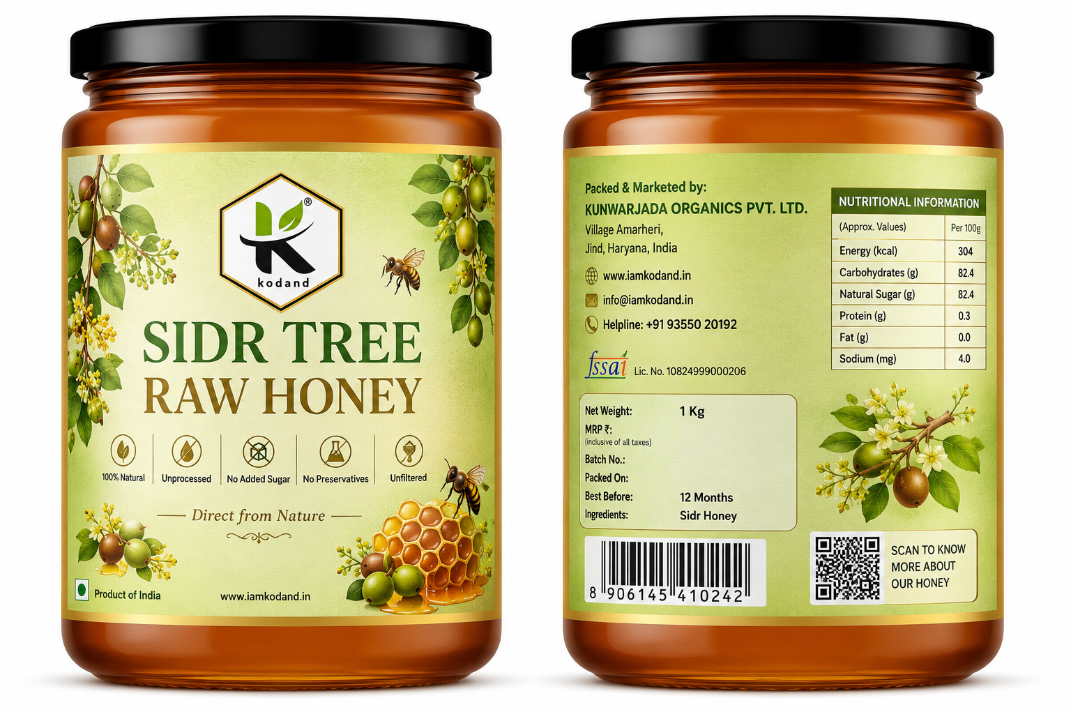 Sidr Honey 1kg | Premium Raw Honey for Immunity & Strength | Kodand