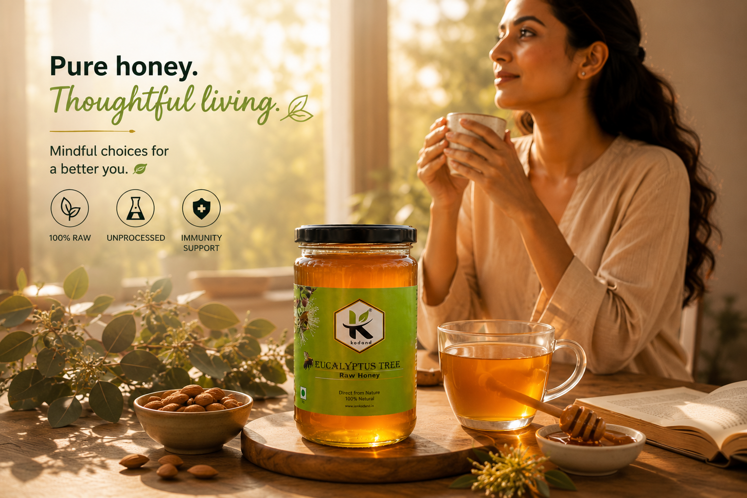 Eucalyptus Honey 1kg | Best Honey for Cough, Cold & Throat Relief | Kodand