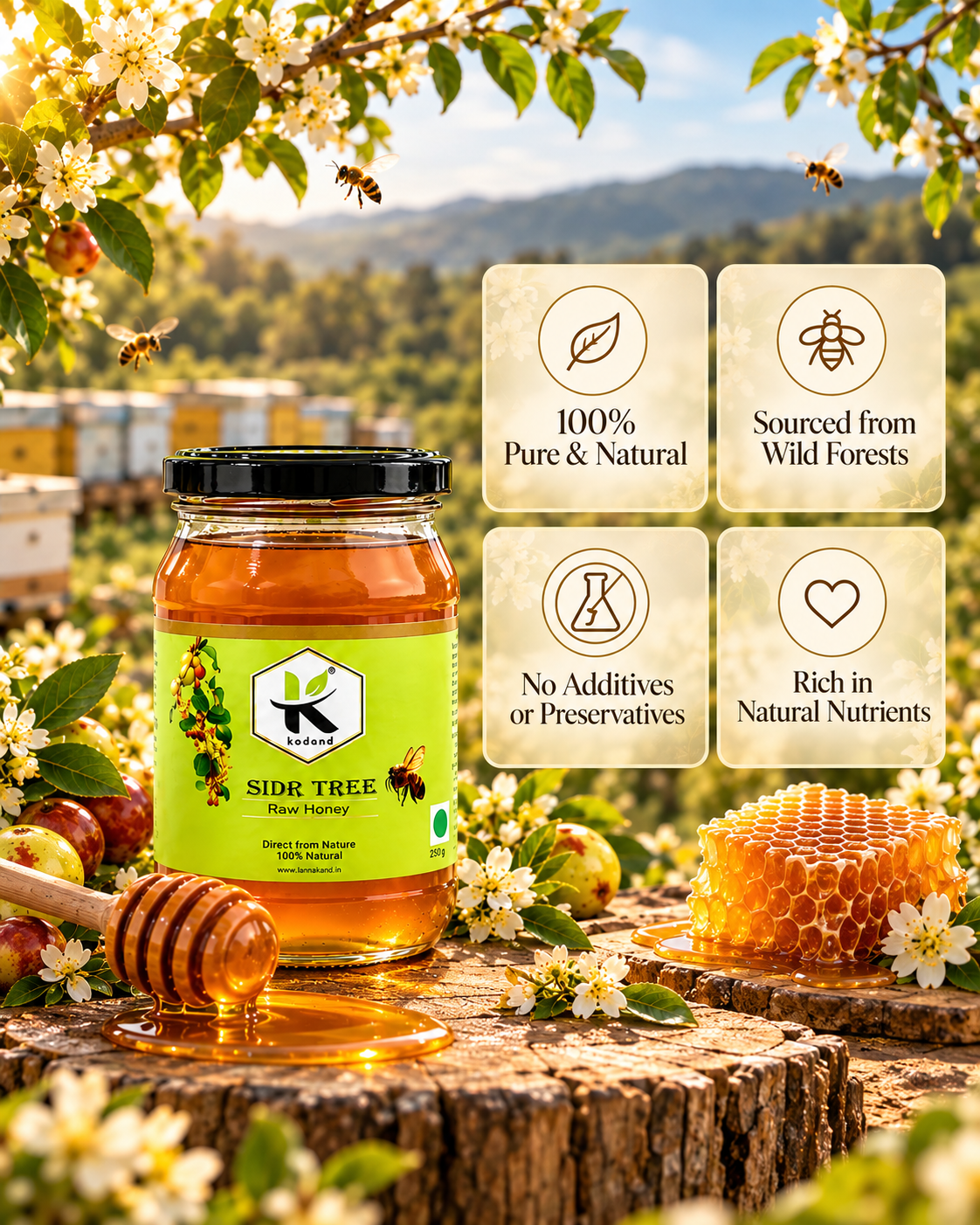 Pure & Premium Raw Sidr Honey 1 kg | Elevate Health & Flavor Naturally