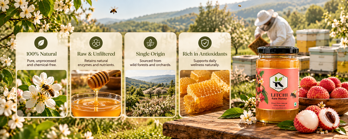 Deliciously Sweet Pure Raw Litchi Honey 1 kg – Nature's Nectar