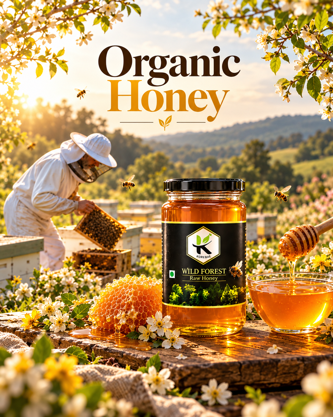 HONEY - KODAND Wild Forest Honey 1 kg | Raw Multifloral Forest Honey