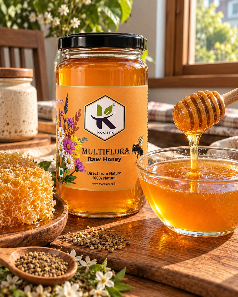 Pure Raw Multiflora Honey - 1kg of Nature's Sweetness for Your Wellbeing