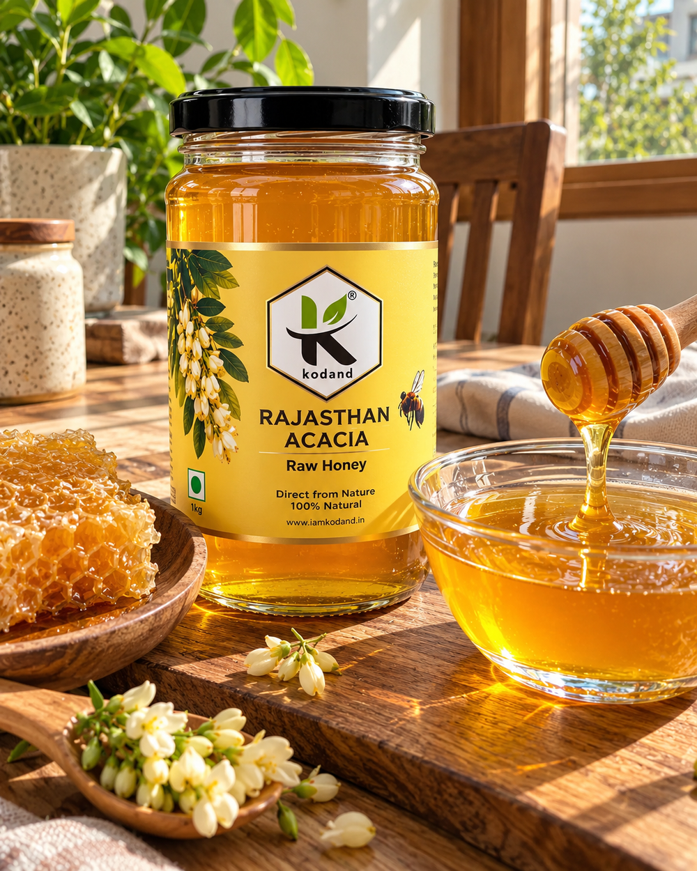 Rajasthan Acacia Honey 1 kg | Pure Raw Low Glycemic Honey