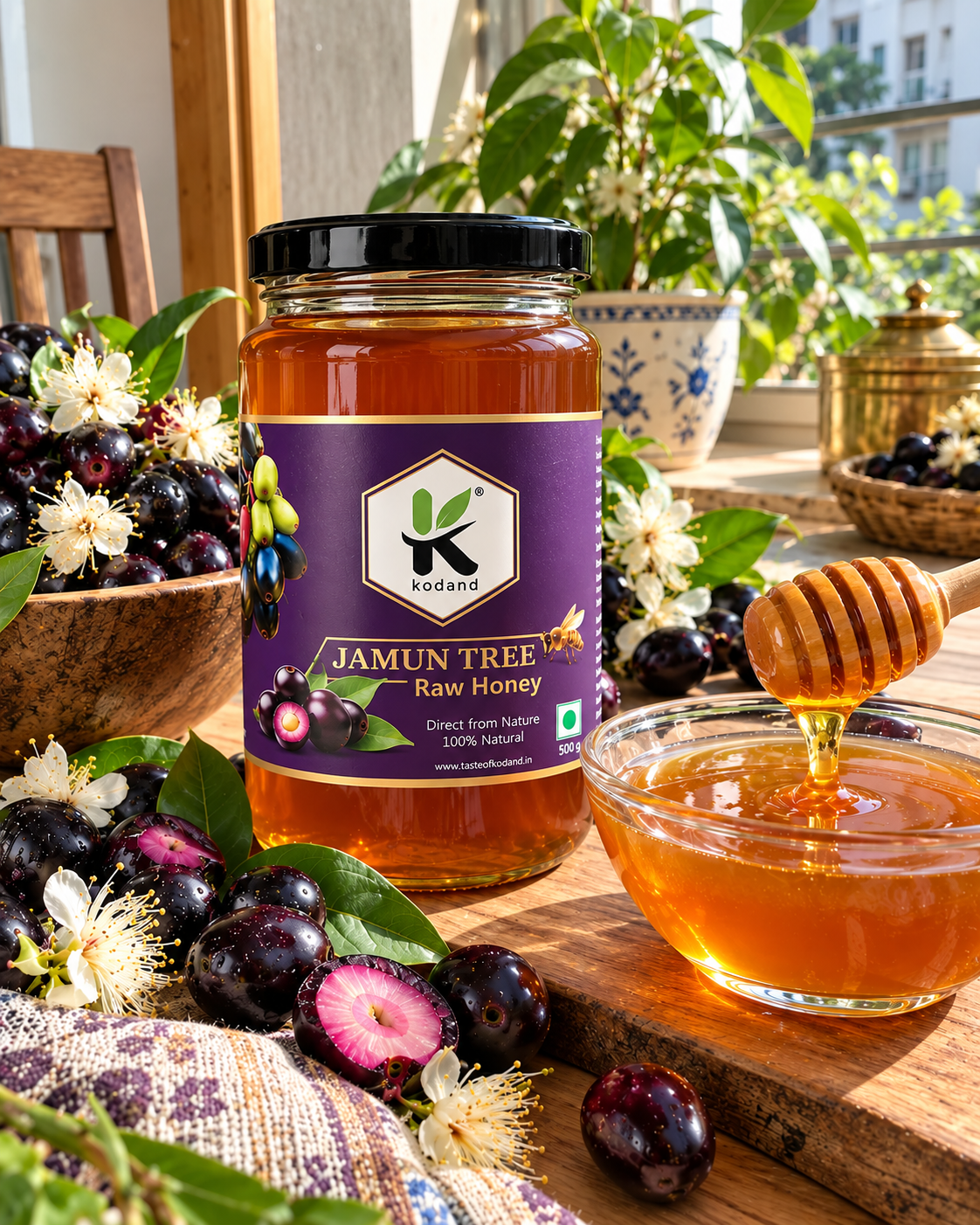 Pure Jamun Honey 1 kg | Premium Raw Indian Blackberry Honey for Wellness
