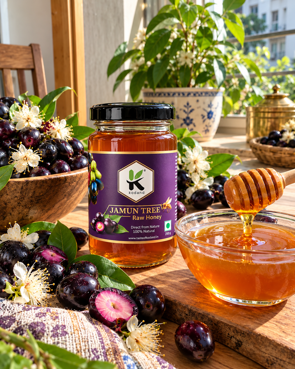 Pure Jamun Honey 1 kg | Premium Raw Indian Blackberry Honey for Wellness