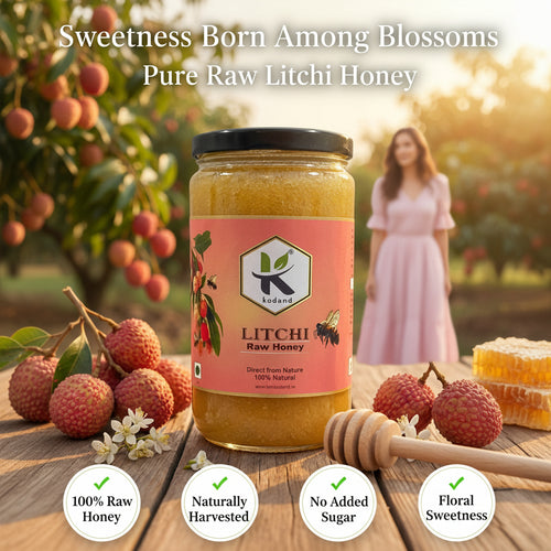 Deliciously Sweet Pure Raw Litchi Honey 1 kg – Nature's Nectar - KODAND® | Pure. Natural. Ethical. All Rights Reserved.