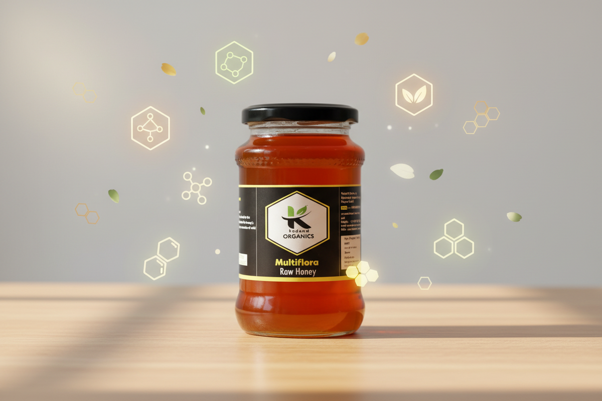 Cup of tea with organic honey and lemon showing natural honey use