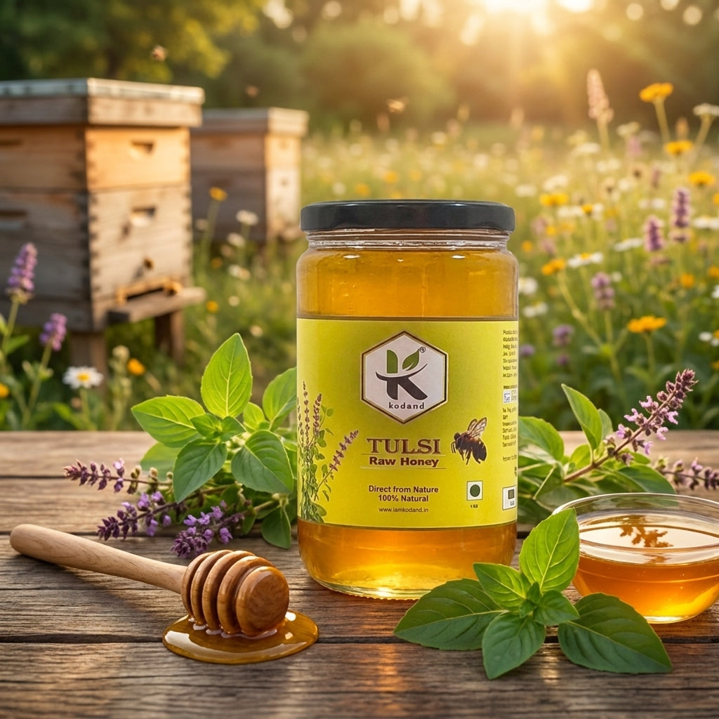 Raw Tulsi Honey Bottle
