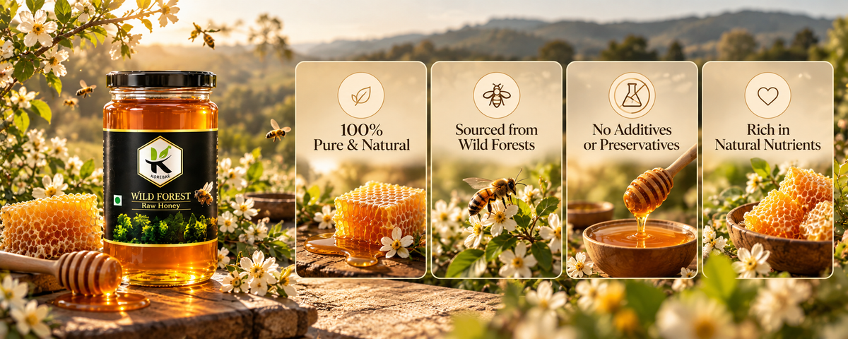 HONEY - KODAND Wild Forest Honey 1 kg | Raw Multifloral Forest Honey