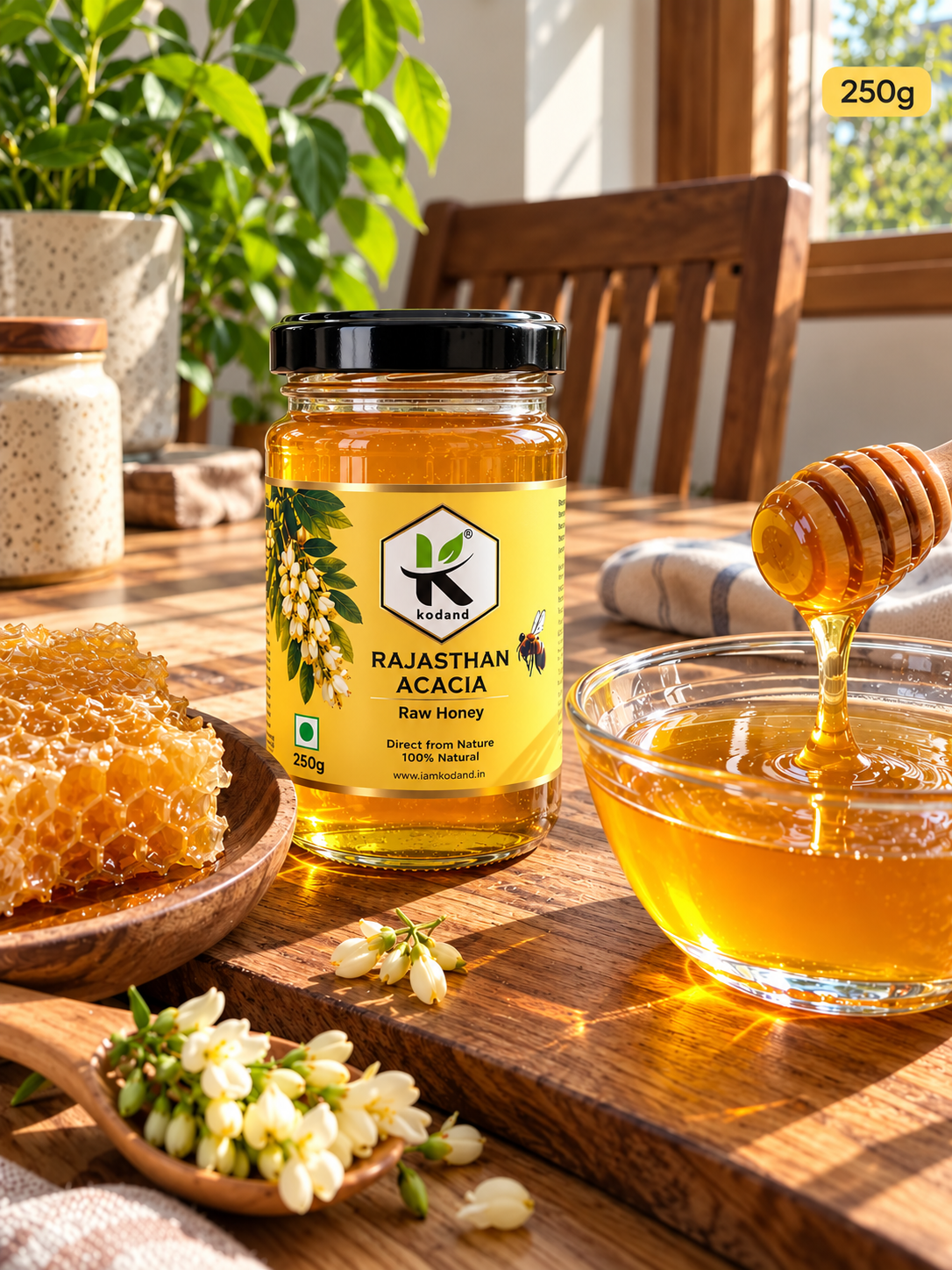 Rajasthan Acacia Honey 1 kg | Pure Raw Low Glycemic Honey