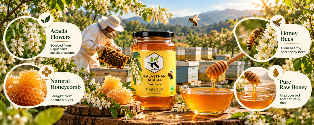 Rajasthan Acacia Honey 1 kg | Pure Raw Low Glycemic Honey