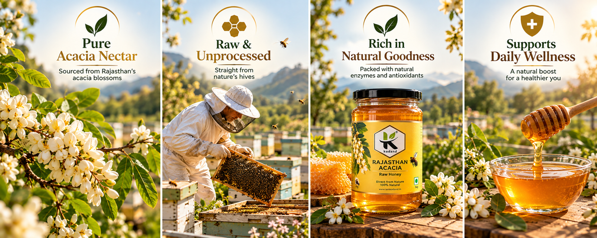 Rajasthan Acacia Honey 1 kg | Pure Raw Low Glycemic Honey