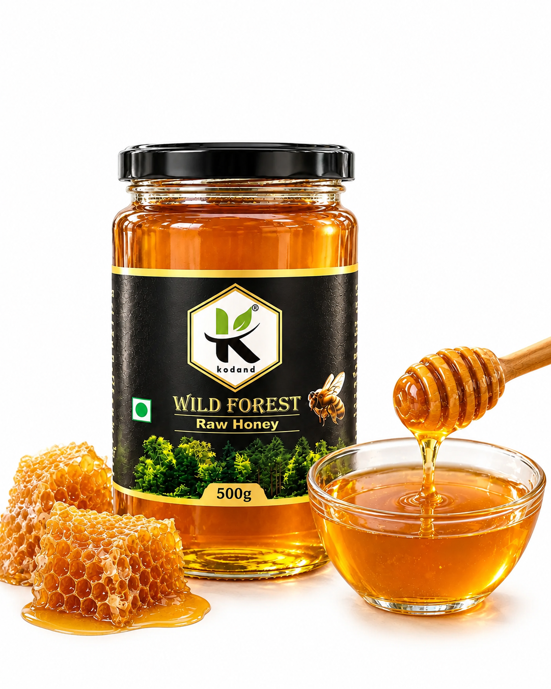 HONEY - KODAND Wild Forest Honey 1 kg | Raw Multifloral Forest Honey