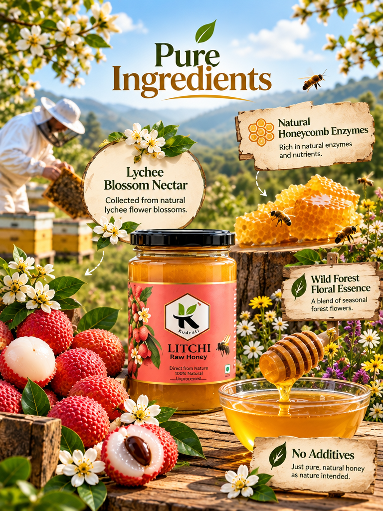 Deliciously Sweet Pure Raw Litchi Honey 1 kg – Nature's Nectar