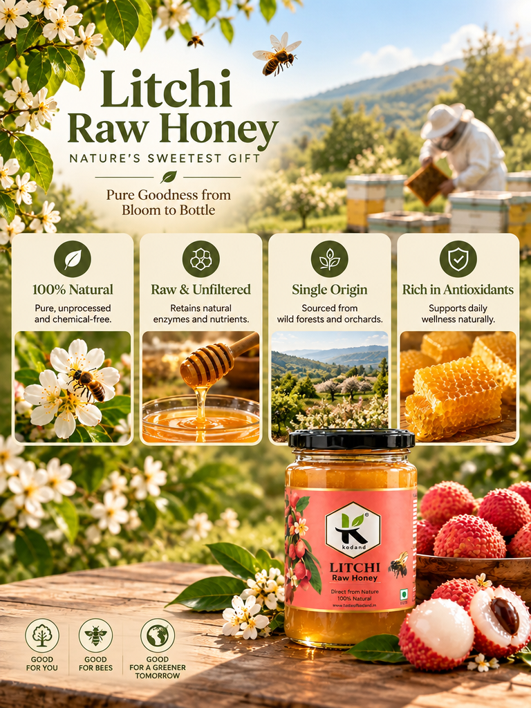 Deliciously Sweet Pure Raw Litchi Honey 1 kg – Nature's Nectar