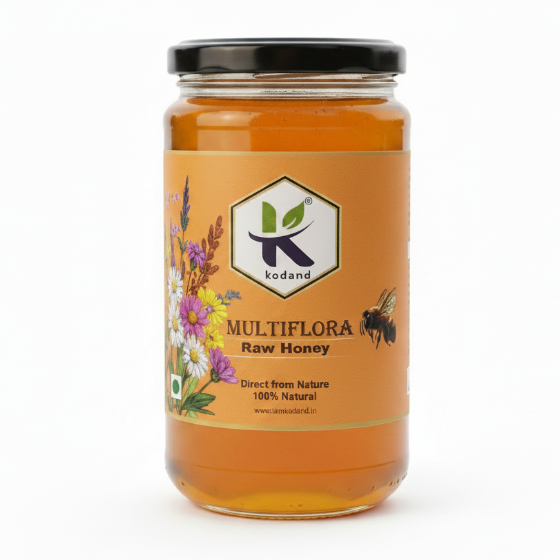 Pure Raw Multiflora Honey - 1kg of Nature's Sweetness for Your Wellbeing - KODAND® | Pure. Natural. Ethical. All Rights Reserved.
