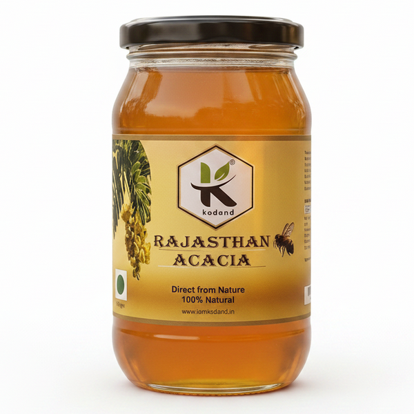 Rajasthan Acacia Honey 500g | Pure Raw Low Glycemic Honey - KODAND® | Pure. Natural. Ethical. All Rights Reserved.