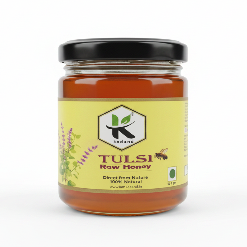 Tulsi Honey 250g | Pure Raw Holy Basil Honey - KODAND® | Pure. Natural. Ethical. All Rights Reserved.